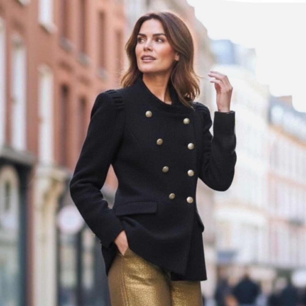 CC COLLECT Women's XS Black Boucle Wool